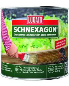 Lugato Schnexagon 375ml, transparent Schutzanstrich gegen Schnecken für Holz, Ton, Stein, Metall