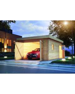 Karibu Garage en bois massif avec toit plat 40 mm Construction en madriers