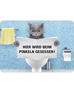 Puag Blechschild mit Kordel Hier wird beim Pinkeln gesessen! Blech 16.5 x 11.5 cm