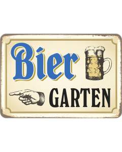 Puag Blechschild mit Kordel Biergarten Blech 16.5 x 11.5 cm