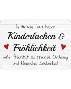 Puag Blechschild mit Kordel Kinderlachen und Fröhlichkeit Blech 16.5 x 11.5 cm