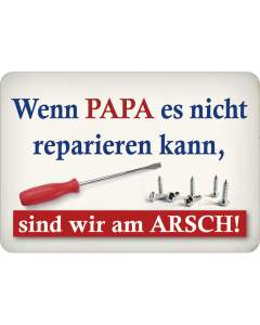 Puag Blechschild mit Kordel Papa reparieren Blech 16.5 x 11.5 cm