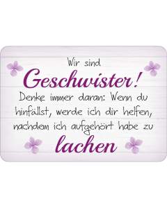 Puag Blechschild mit Kordel Geschwister Blech 16.5 x 11.5 cm