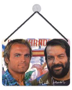 Puag Blechschild mit Kordel Autogramm Bud Spencer und Terence Hill Blech 16.5 x 11.5 cm