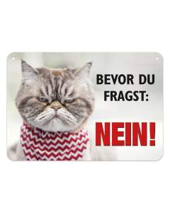 Puag Blechschild mit Kordel Bevor du Fragst: Nein! Blech 16.5 x 11.5 cm
