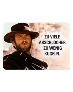 Puag Blechschild mit Kordel Zu viele Arschlöcher, zu wenig Kugeln Blech 16.5 x 11.5 cm