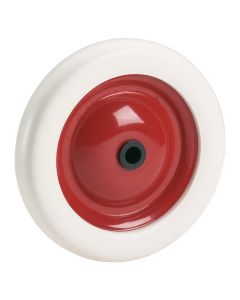 Doerner + Helmer Rad mit roter Metallfelge und Softreifen Kunststoff Weiss 28 mm
