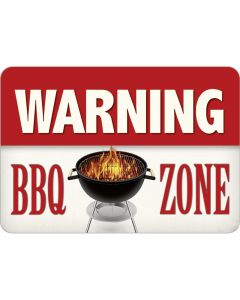 Puag Blechschild mit Kordel Warning BBQ Zone Blech 16.5 x 11.5 cm