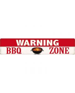 Puag Strassenschild Warning BBQ Zone Blech 46 x 10 cm