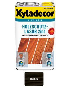 Xyladecor Holzschutz-Lasur 2 in 1 Ebenholz Matt